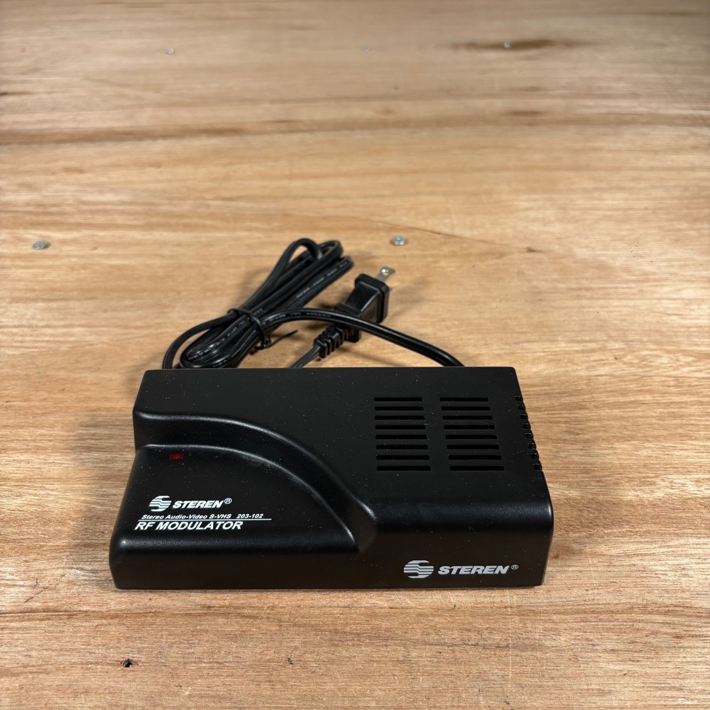 Steren 203-102 Stereo Audio-Video S-VHS RF Modulator Channel 3 4 Black